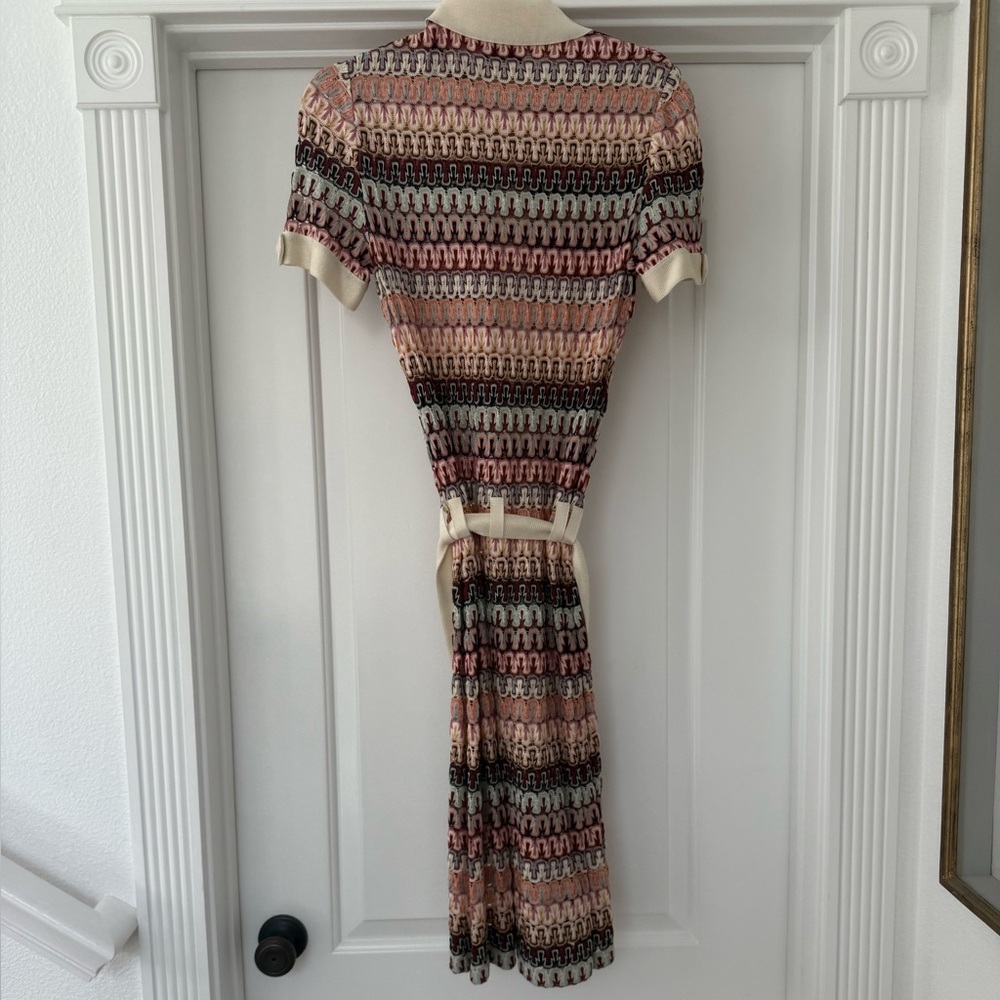 Vintage Missoni Multicolor Patterned Midi Dress with Cream Collar - Picture 2 of 5